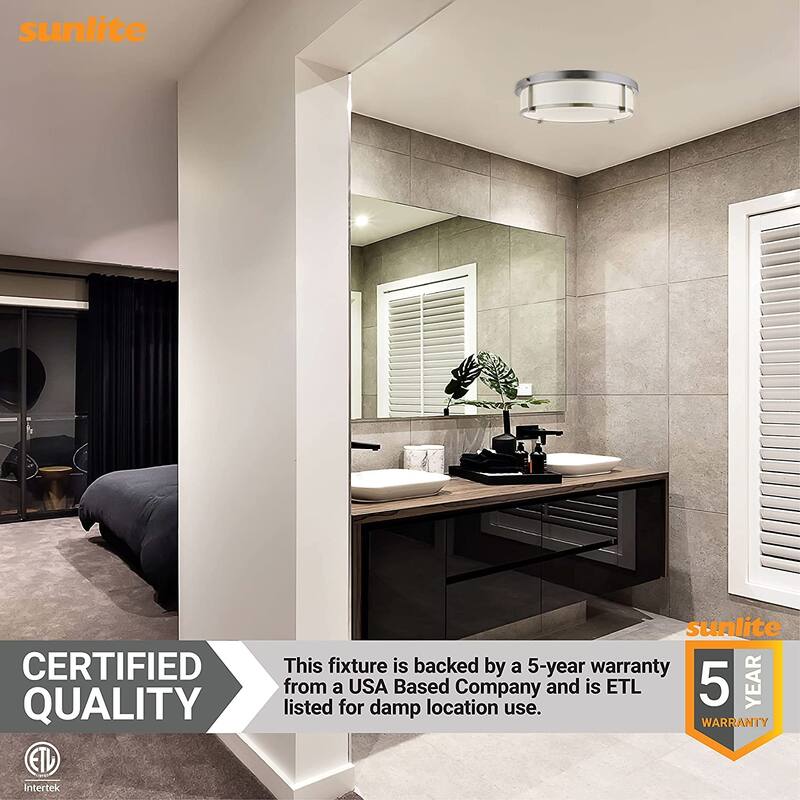 Sunlite 18 in. Round Brushed Nickel Selectable LED Flush Mount Lighting Fixture, CCT Tunable 3000K, 4000K, 5000K - 18 in