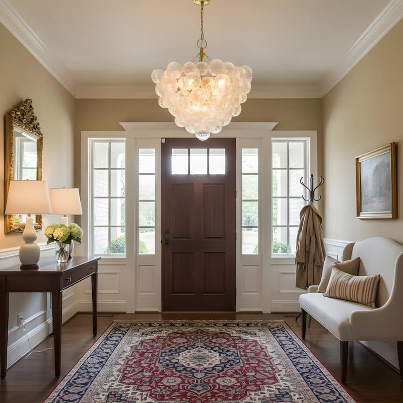 Gold Bubble Ball Chandelier, LED Pendant Light with Glass Globes