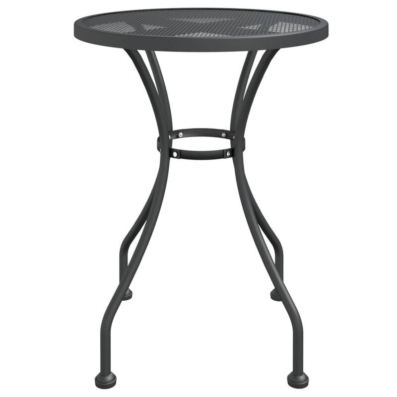 Outdoor Dining Breakfast Table, 28 Inch, Round Tabletop, Gray Metal