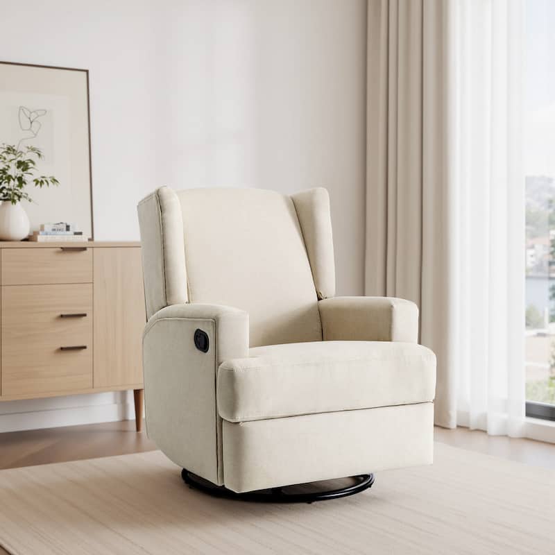 Swivel Wingback Glider Rocker Nursery Recliner Chair - BEACH