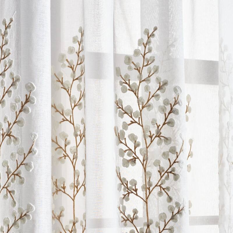 Martha Stewart Georgia Embroidery Poletop Curtain Panel Pair