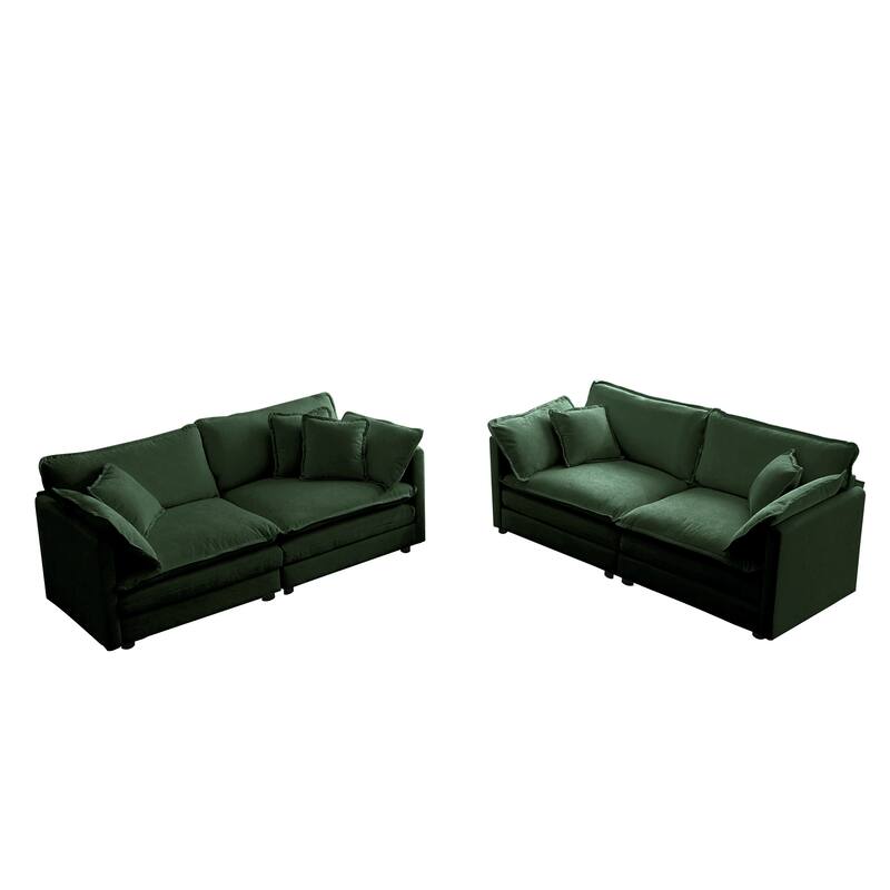 Roomfitters 2-Piece Modular Loveseat Set, Two 2-Seater Chenille Couches for Living Room & Office