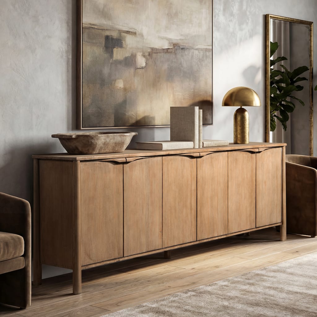 Jennifer Taylor Home Nolan 108" Extra Long 6-Door Cabinet Reclaimed Wood Sideboard