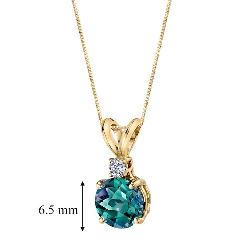 Oravo 14k Yellow Gold 1.25 ct Round Cut Created Alexandrite Diamond Pendant