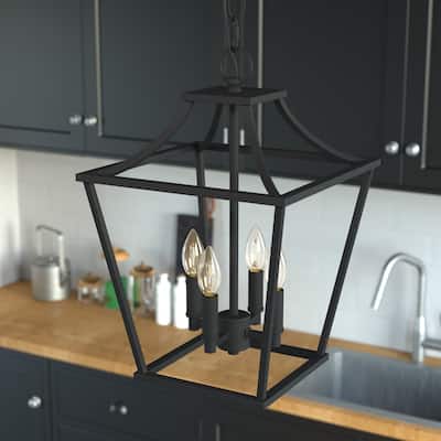 Hunter 12" Laurel Ridge 4-Light Lantern Pendant - Kitchen Island, Dining room, Entry - Modern Farmhouse, Industrial, Candle