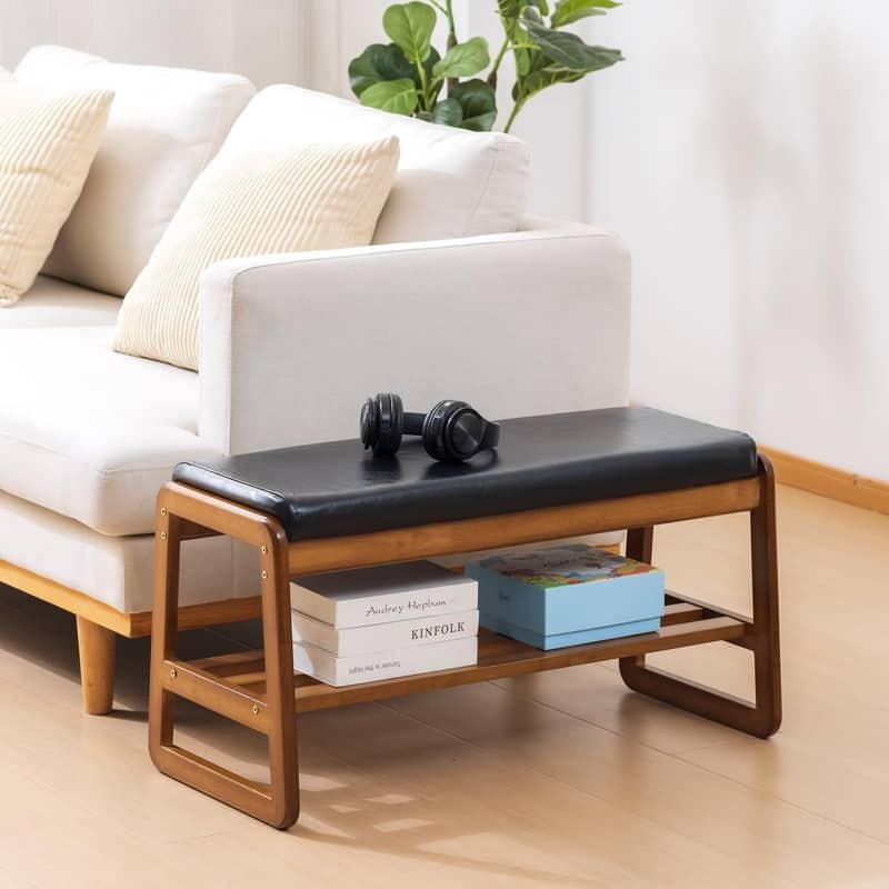 2 Tier Wooden Entryway Bench