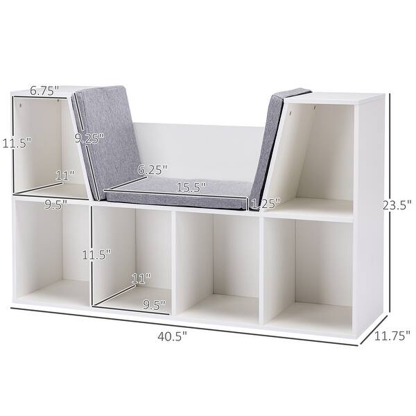 dimension image slide 1 of 2, Kids Bookcase with Reading Nook and Cushion