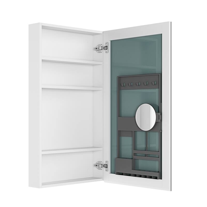 Topcraft Frameless Mirrored Medicine Cabinet in White - 20'' W x 36'' Right Opening Door