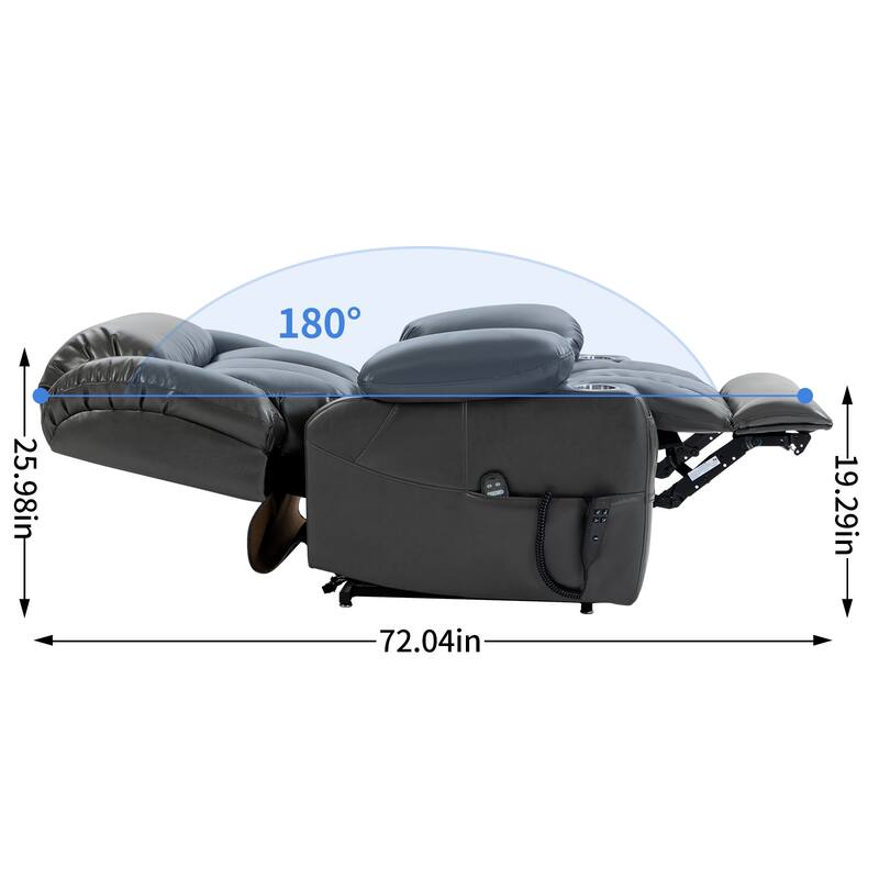 Grey Power Lift Vibration Massage Recliner