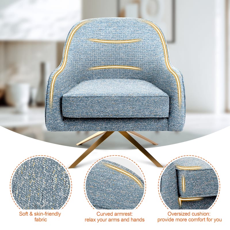 Swivel Club Chair PU Leather Leisure Armchair Upholstered Accent Chair
