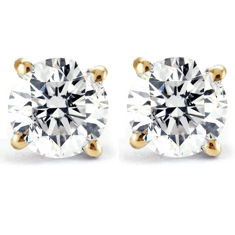 Certified 1/2 Ct T.W. Diamond Studs Yellow Gold Earrings