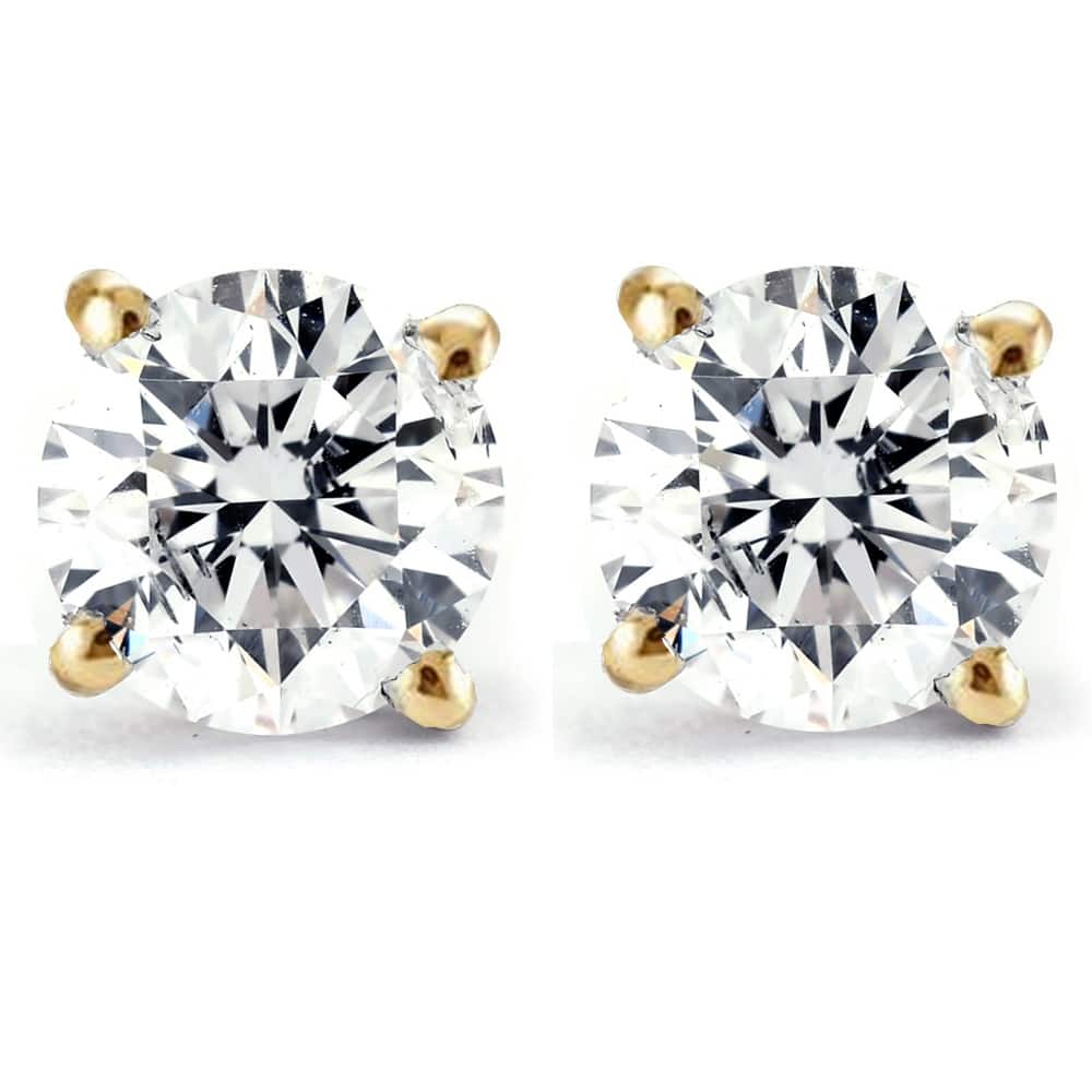 Certified 1/2 Ct T.W. Diamond Studs Yellow Gold Earrings