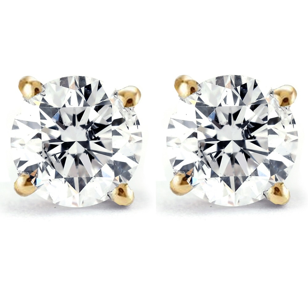 Bliss Diamond Certified 1/2 Ct T.W. Diamond Studs Yellow Gold Earrings