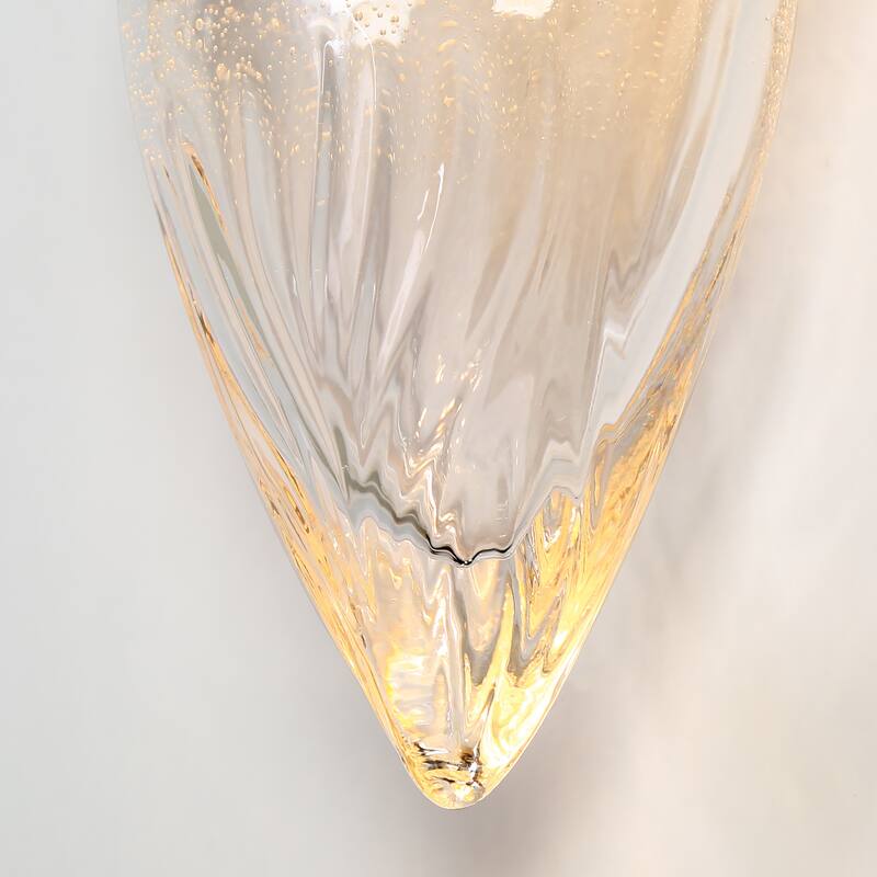 Modern Elegant 1-Light LED Gold Wall Sconce Teardrop Bubble Glass Vanity Light - 5" W x 4.1" D x 15.7" H