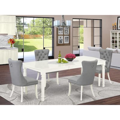 East West Furniture Dining Room Set Contains a Rectangle Kitchen Table and Chairs, Linen White (Pieces Options)