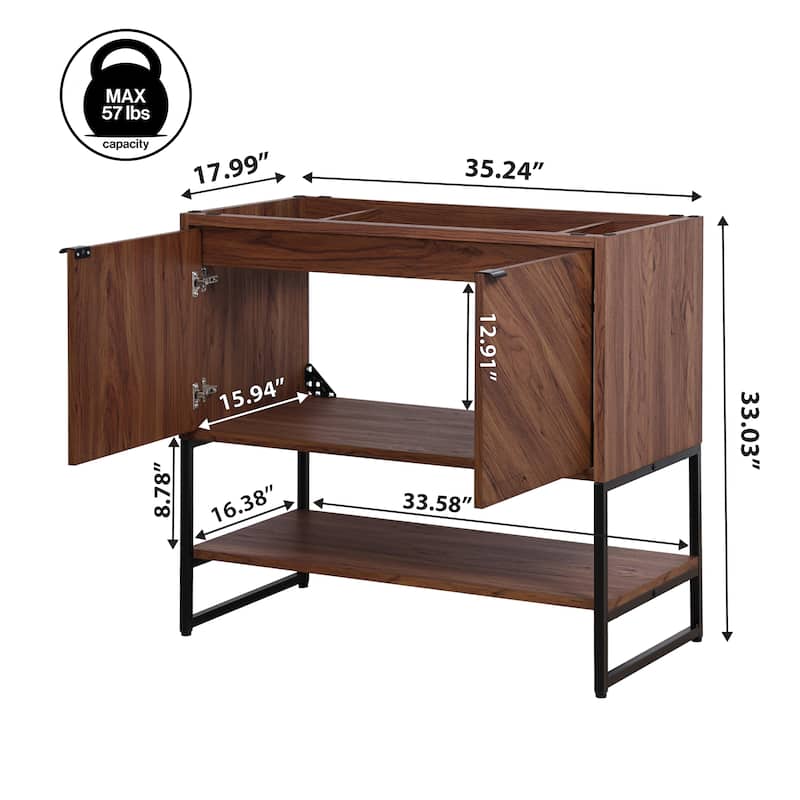 Juhl Chevron-Front Modern Minimalist 2-Shelf Bath Vanity Cabinet Only (Sink Basin Not Included), By JONATHAN Y