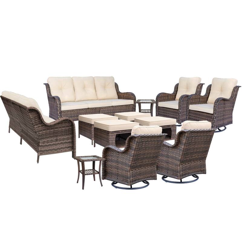 Wicker Patio Furniture Set-Outdoor Patio Conversation Seating Sets
