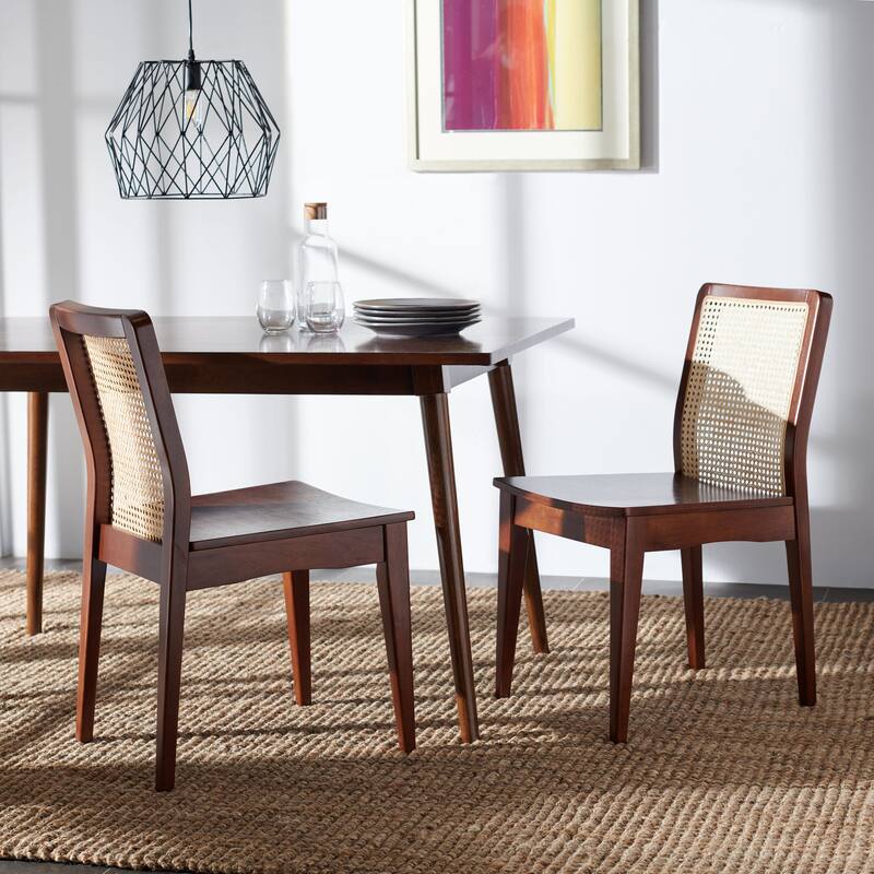 SAFAVIEH Lurline Coastal Rattan Dining Chair (Set of 2) - 18.9" W x 22.3" L x 33.9" H - 19Wx22Dx34H