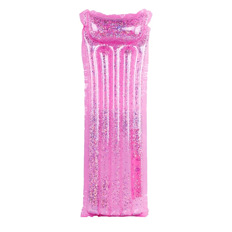 67" Inflatable Pink Glitter Swimming Pool Lounge