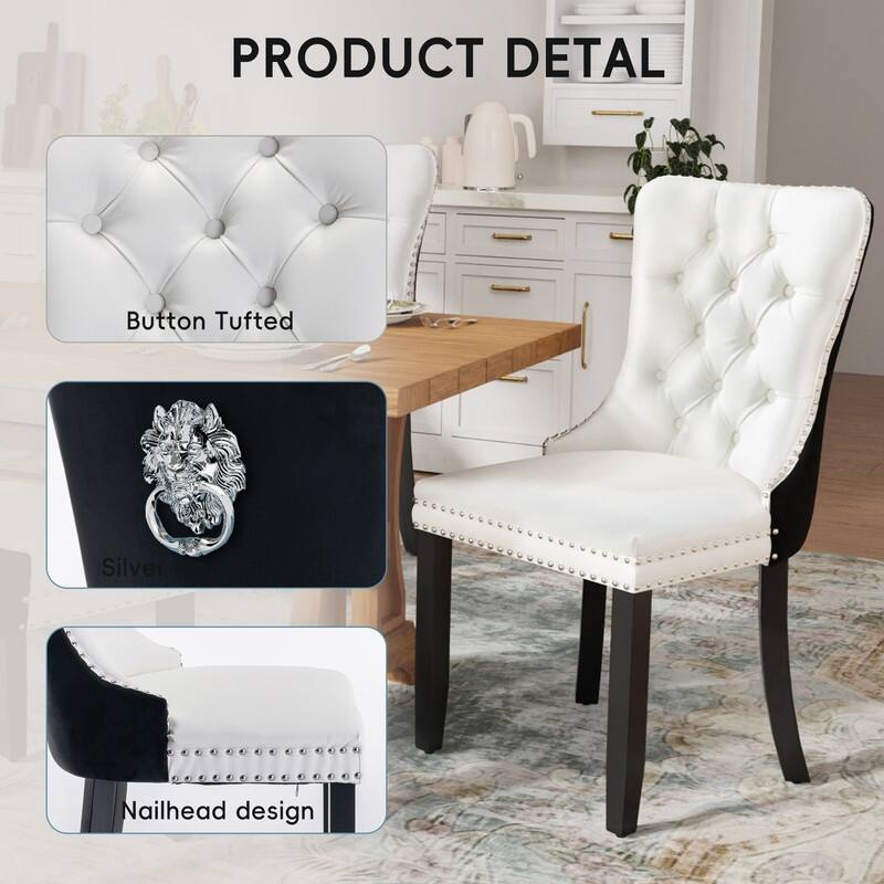 Tufted Naliheads Solid Wood Upholstered Dining Chairs (Set of 2)