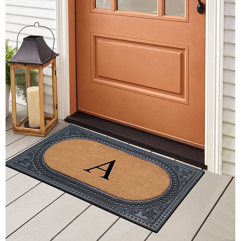 A1HC First Impression Carson Rubber and Coir 24" X 39", Heavy Duty, Easy to Clean Outdoor Monogrammed Doormat