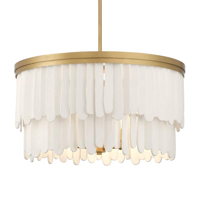 Minka Lavery 2079 Briscade 9 Light 28" Wide Multi Light Pendant - Painted Legacy Brass / White Ceramic Accents