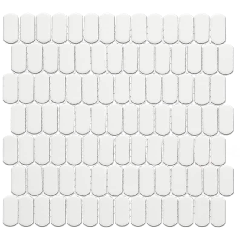 Merola Tile Hudson Capsule Matte White 12-1/4" x 13-1/8" Porcelain Mosaic Floor and Wall Tile