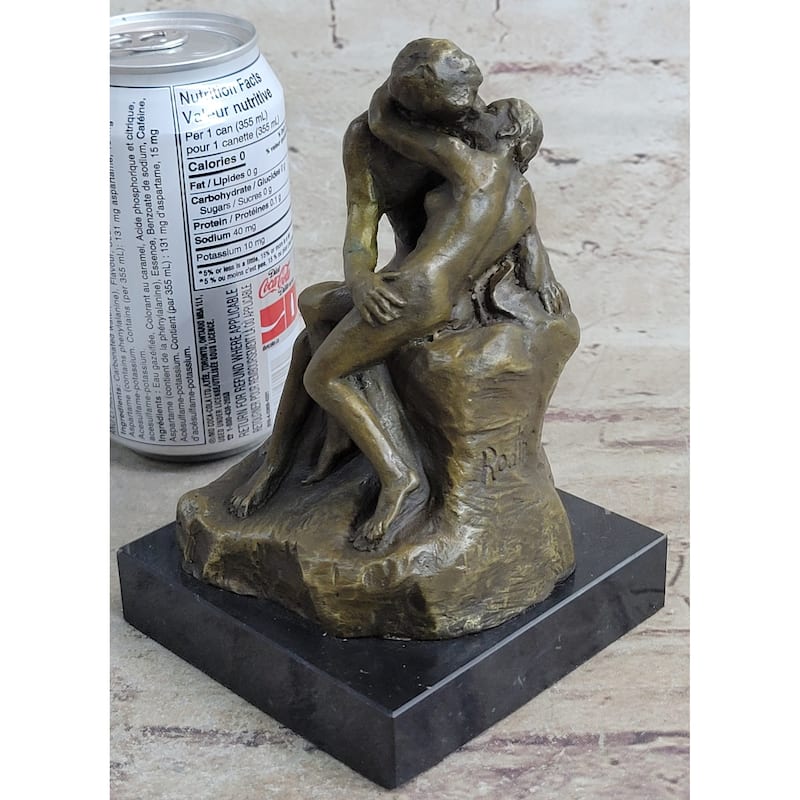 Signed Rodin Kiss Romance Love Lovers Bronze Marble Sculpture Statue Home Decor