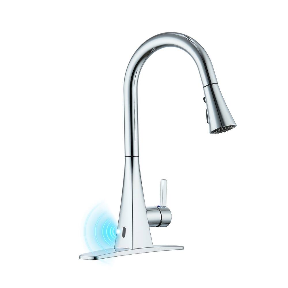 Smart Touchless Dual Sensor Pull Down Kitchen Faucet with Spout Swivel and 3 Function Sprayer
