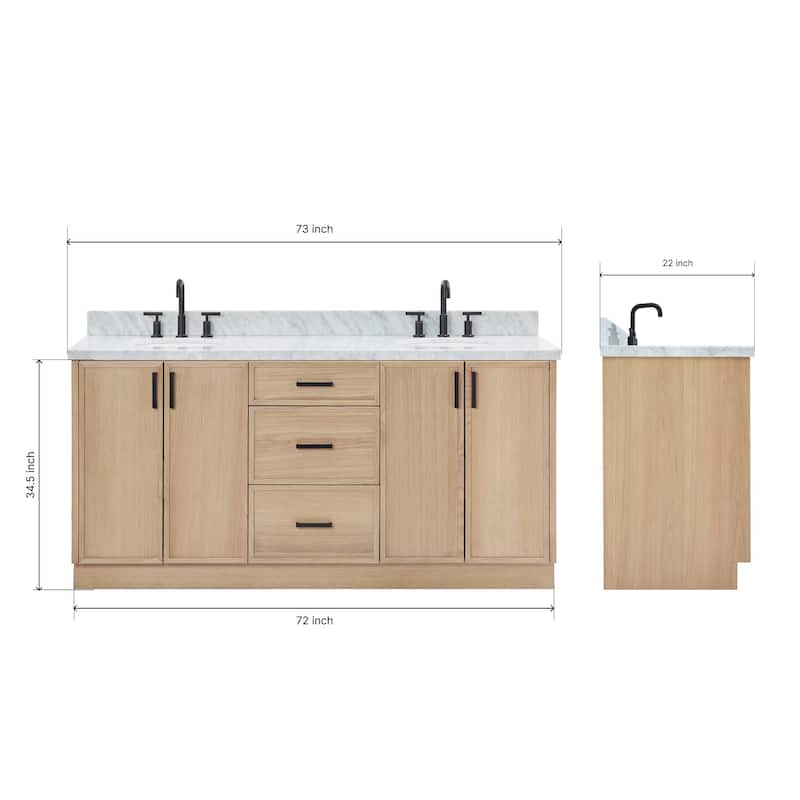 Ariel K73DCWOVO Kelly 73" Free Standing Double Basin Vanity Set with