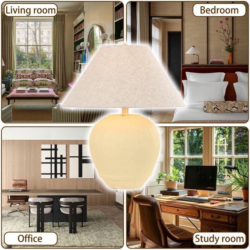 21.6" Modern Ceramic Table Lamp With Linen Shade for Living Room Bedroom