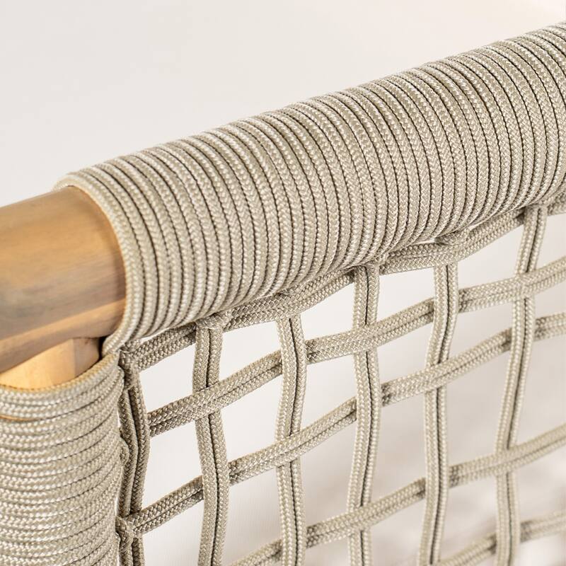 Christopher Knight Home - Outdoor Acacia Wood 3-Seater Sofa with Rope Arms and Cushions