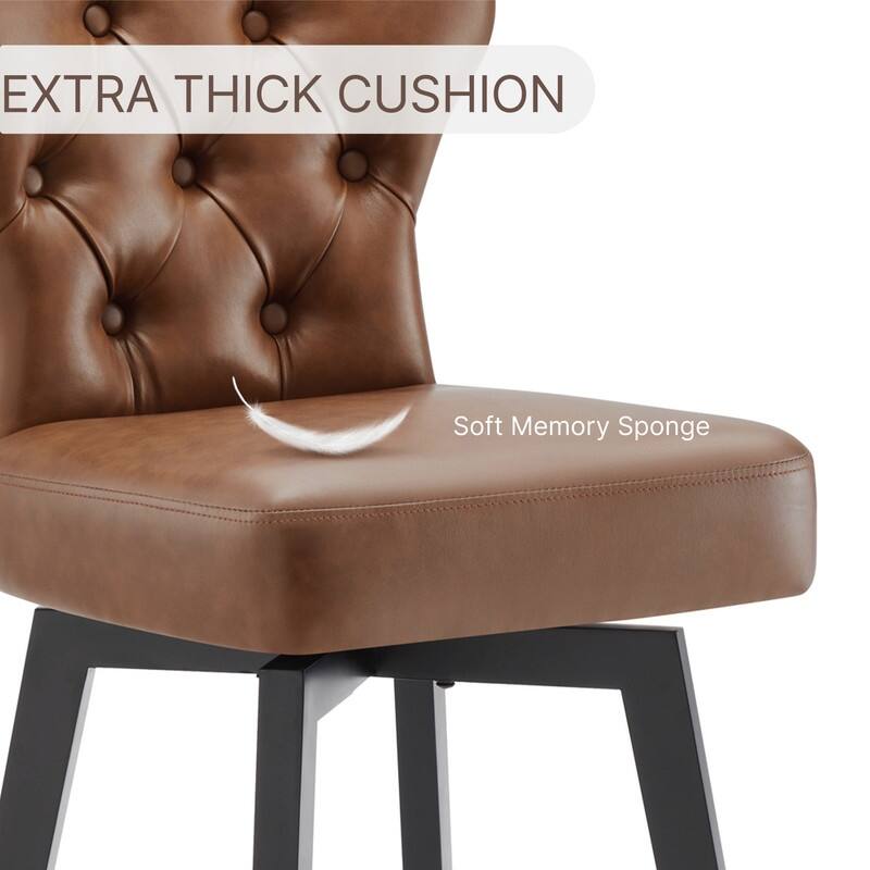 Logan Swivel Bar Stools Tufted Wingback with Nail Head