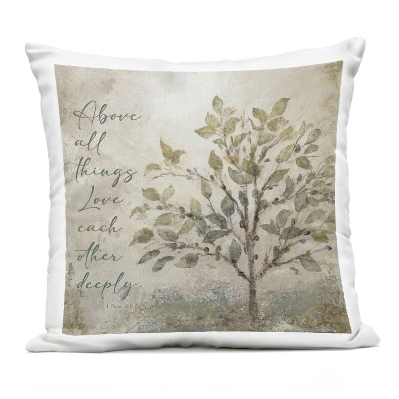 Stupell Rustic Love Each Other Deeply Printed Outdoor Throw Pillow Design by John Spaeth - Accent - Polyester - Green - Single