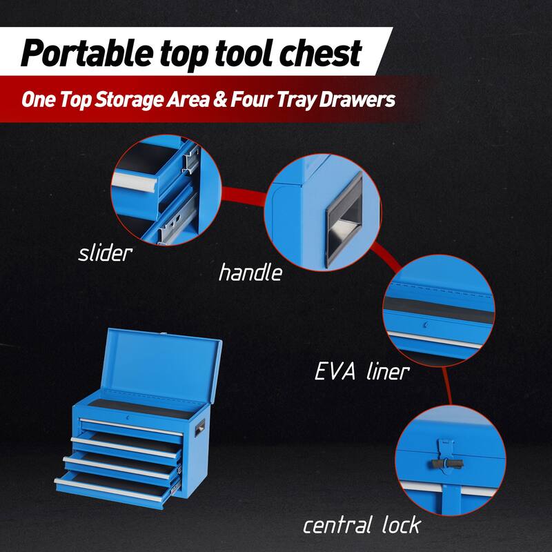 5-Drawer Rolling Tool Storage Cabinet with Detachable Top Tool Box
