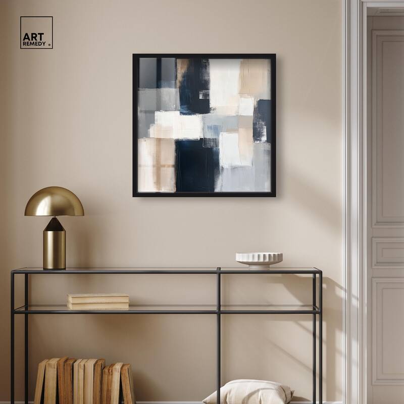 Blue and Tan Abstraction I Shadowbox by Art Remedy
