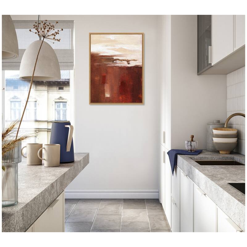 Kate and Laurel Sylvie Earthen Abstract Framed Canvas by Nikita Jariwala