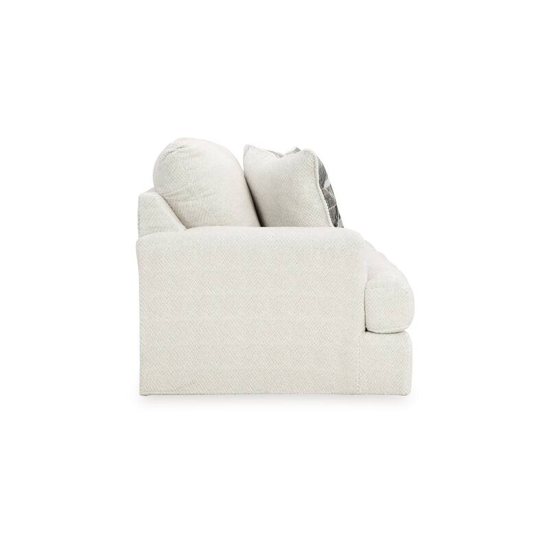 Henly 70 Inch Loveseat, 2 Accent Pillows, Oversized, Soft White Polyester
