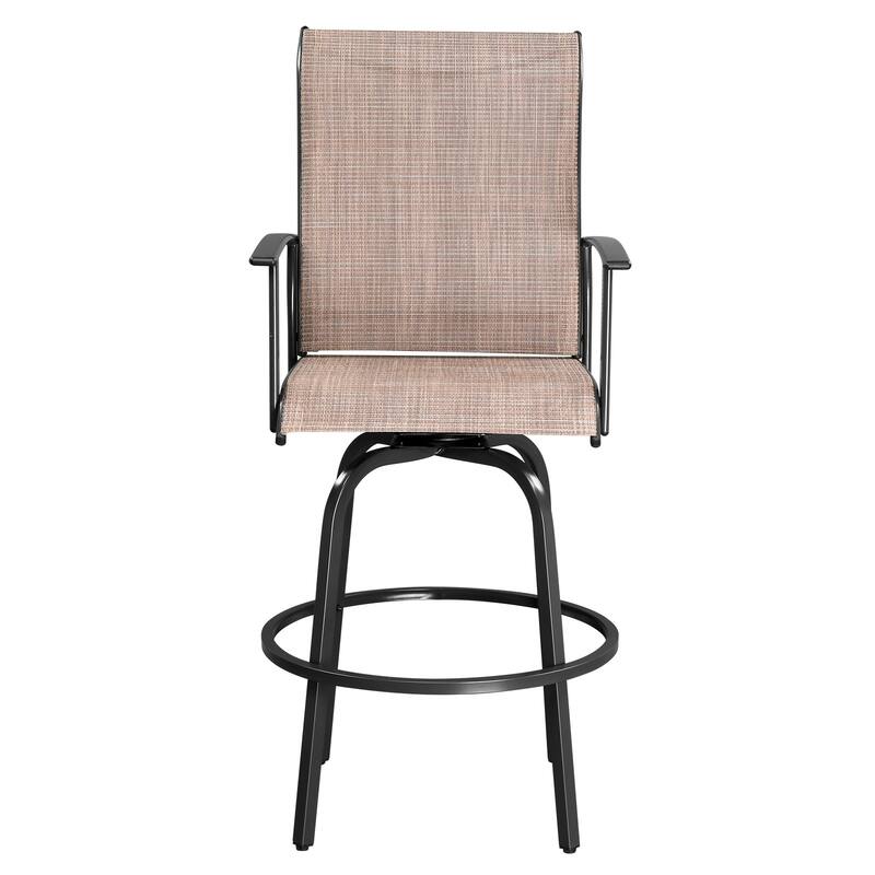 2 Pieces Wrought Iron Swivel Bar Chairs for Patio or Kitchen - 23.23" x 26.38" x 51.38"