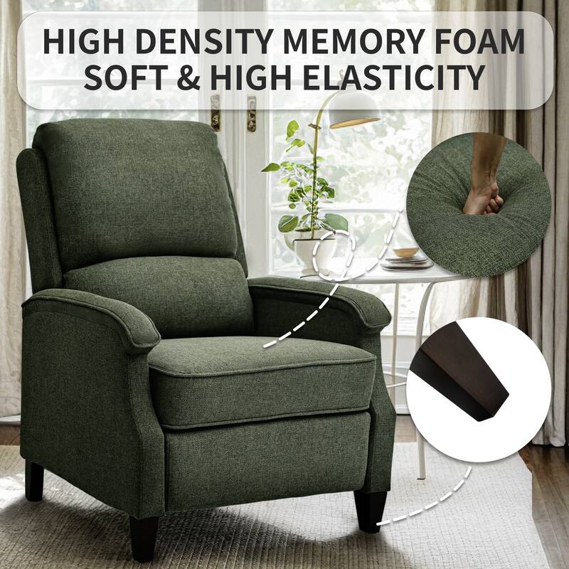 Push-Back Upholstered Recliner with Thickened Seat Cushion Backrest