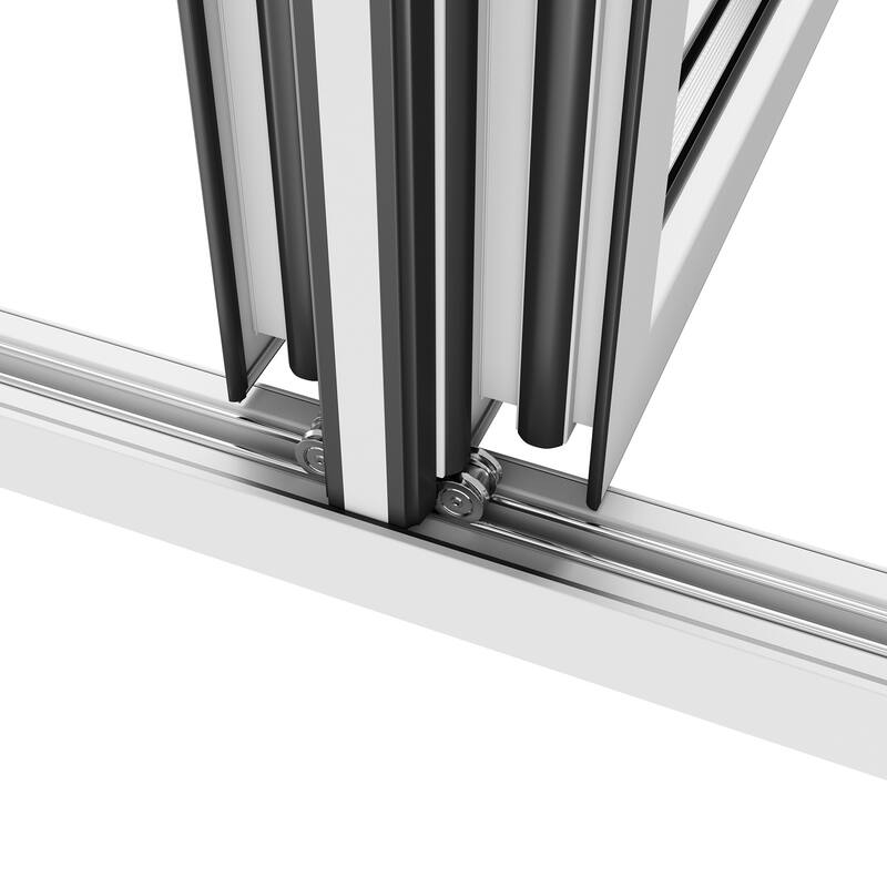 KaMic Elite-Fold 72" x 80" 2-Panel Aluminum Folding Door in White with Hidden Hinges & Rollers, Folded Out From Left To Right