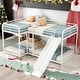 preview thumbnail 16 of 28, Full & Twin Size L-Shaped Bunk Bed with Slide & Short Ladder White