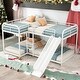 preview thumbnail 2 of 13, Stylish Full and Twin Size L-Shaped Bunk Bed with Slide and Short Ladder, 4 Beds in 1, Sturdy Frame, White