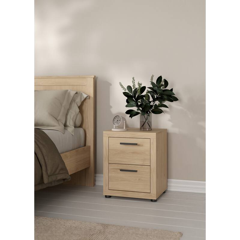Porch & Den Mira 2 Drawer Nightstand - Set of 2, Jackson Hickory