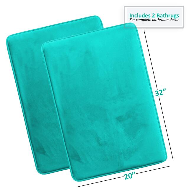 Clara Clark Ultra Soft Plush Bathroom Rug - Non-Slip, Velvet, Memory Foam Bath Mat - Set of 2