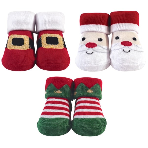 slide 1 of 1, Hudson Baby Infant Boy Socks Boxed Giftset, Santa, One Size - Santa One Size - Santa