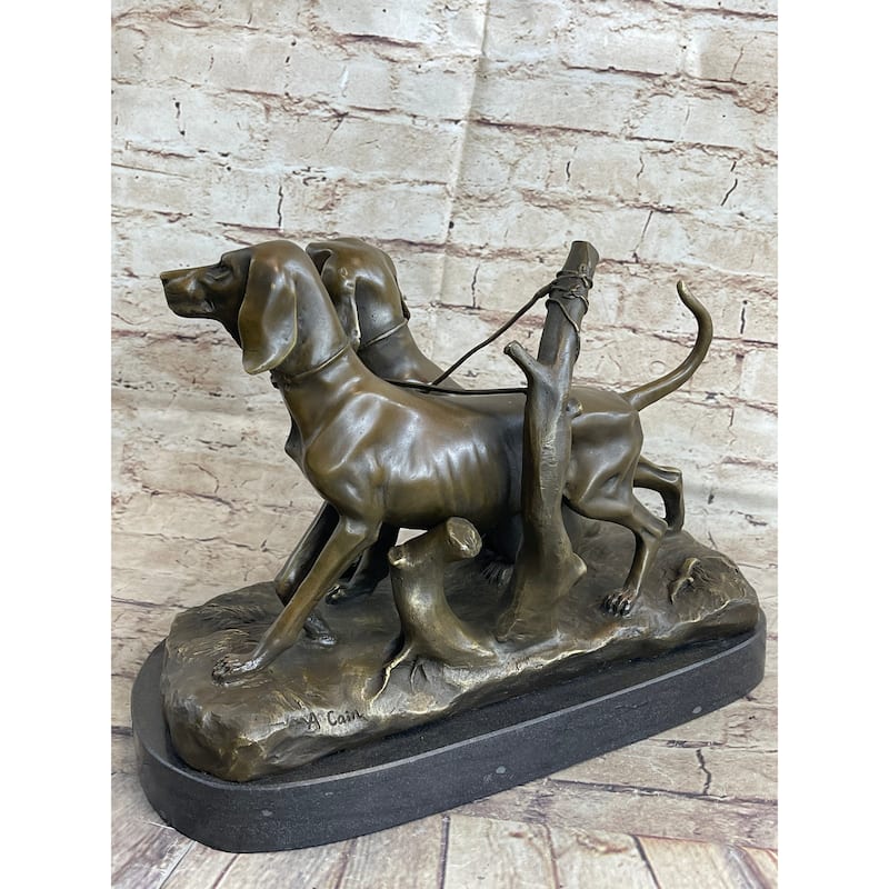 Two Large Vizsla Imitative Dog Imitative Dogs Animal House Pet By Debut Bronze Marble Sculpture Gift