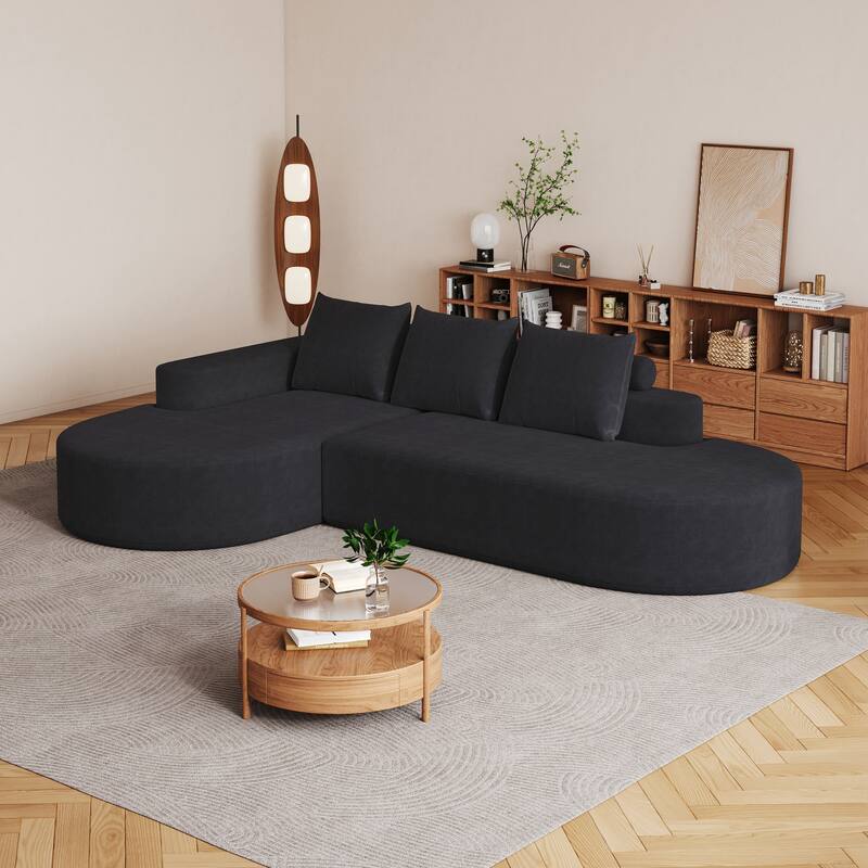 Roomfitters 108.5" Modern Curved Chenille Sectional Sofa, Modular L-Shaped Couch with 3 Pillows