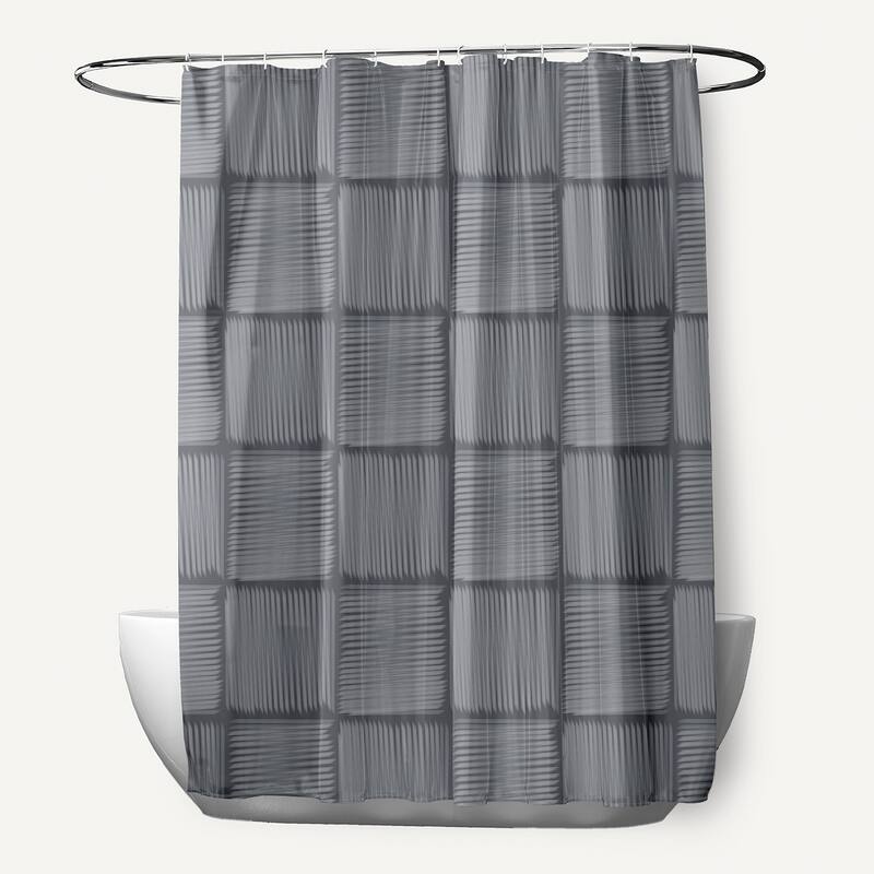 Basketweave Geometric Print Shower Curtain (71 x 74) - Grey