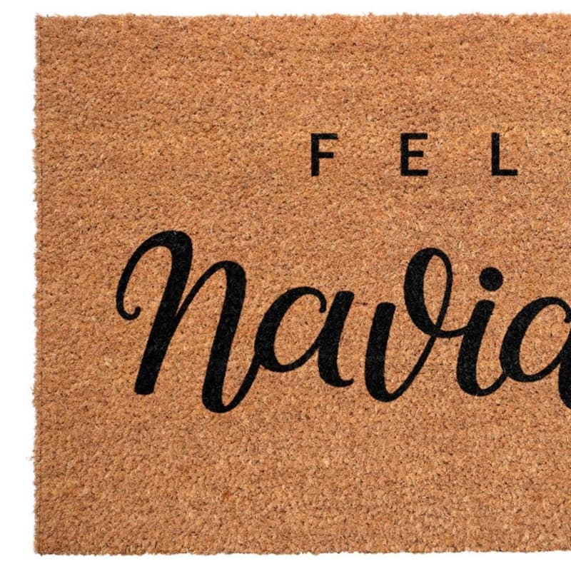 HomeRoots 24" X 36" Brown And Black Christmas Outdoor Coir Door Mat - 24.00' X '36.00